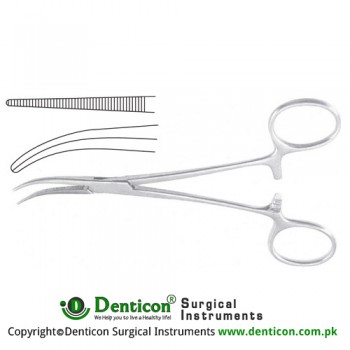 Dandy Haemostatic Forceps Laterally Curved Stainless Steel, 14.5 cm - 5 3/4"